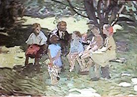 Quadri Russi Design Quadro 24 b 36 lenin con bambini del XX Secolo. Pezzo di storia autentico - Robertaebasta® Art Gallery opere d’arte esclusive.